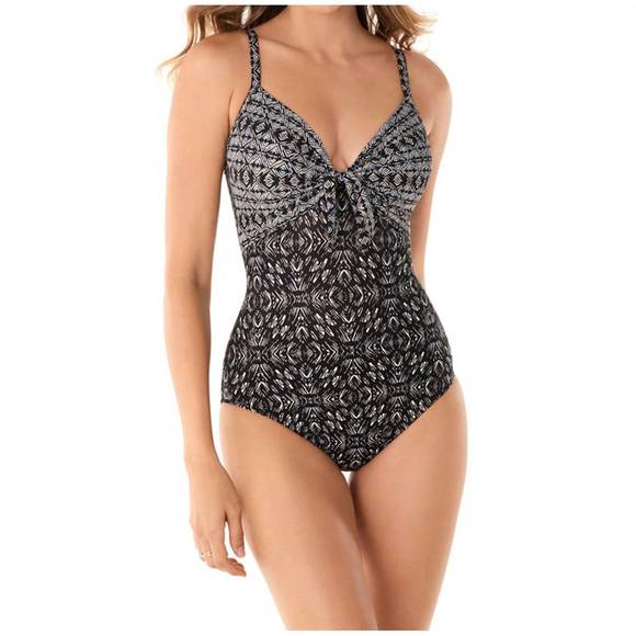 NEW MIRACLESUIT pin-up one piece swimsuit in black white - Picture 1 of 2